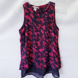 H&M pink/red/black print w/black sheer top ✔SZ 2